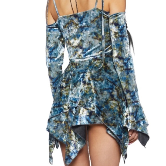 Current Mood NWT F is for Fairies Tie Dye Velvet Handkerchief Dress S Dolls Kill - Picture 9 of 16